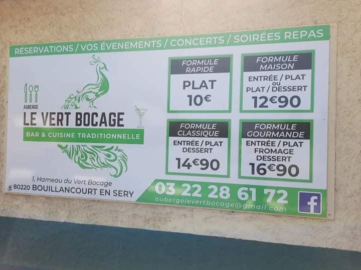 Auberge Le Vert Bocage (Restaurant / Bouillancourt en sery, Blangy sur bresle, Rambures) - Menu Image 4